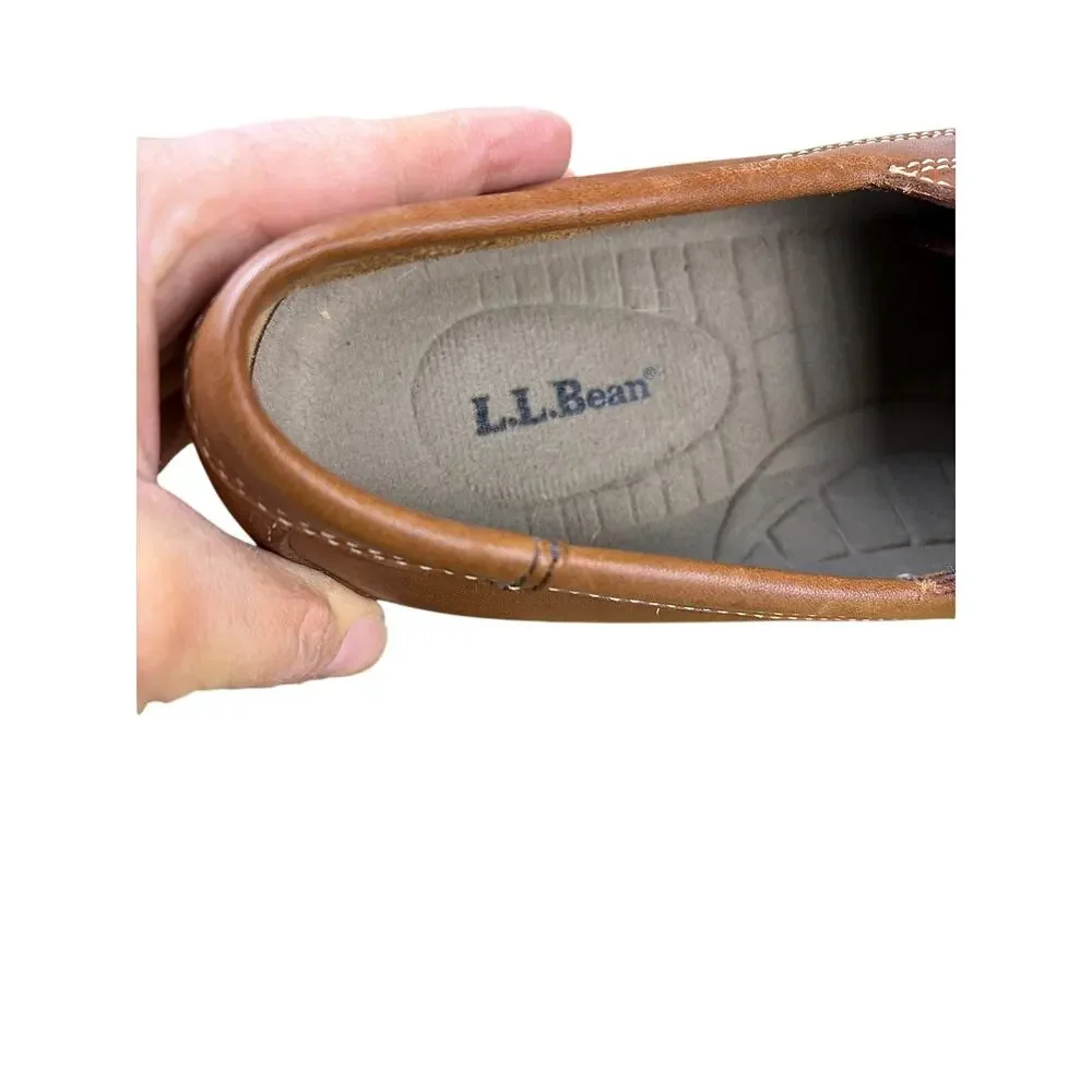 LL Bean Blucher Moc Brown Leather Boat Shoes Mens 11D Handsewn